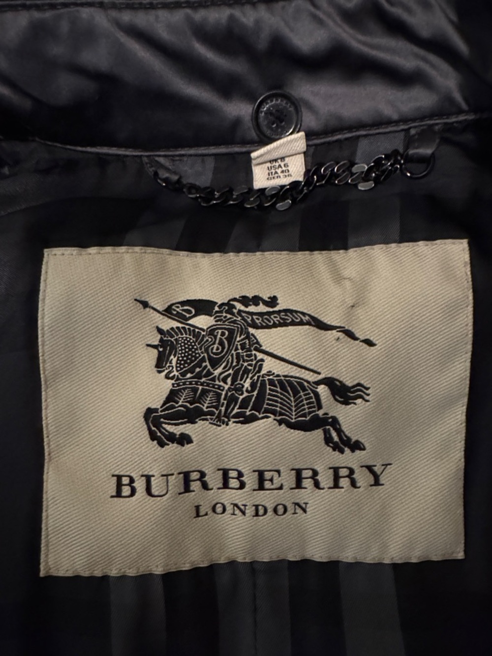 Burberry Metallic Gray/BlackWomen's Puffer Jacket (100% Authentic) - Picture 2 of 3